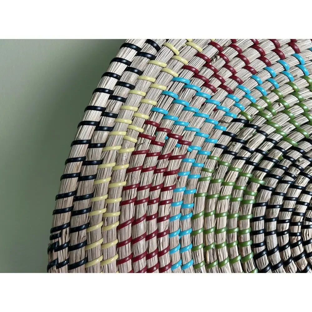 Handcrafted Coiled Woven Wall Basket Tray | Fiber Art Decorative Basket |